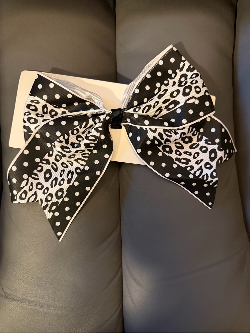 Black & White Leopard & Polka Dot Hair Bow